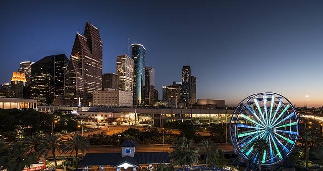 Houston city skyline at night